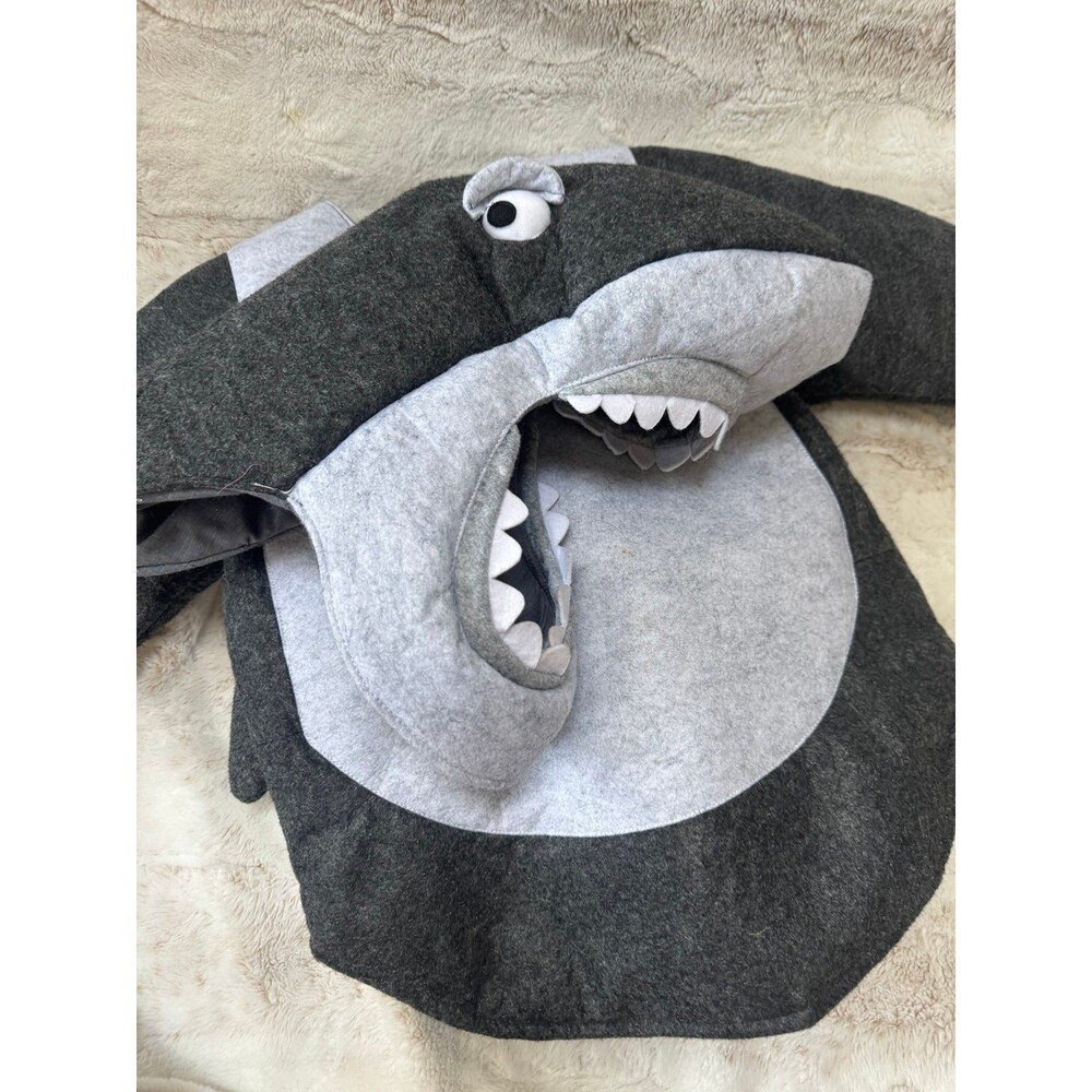 Pottery Barn Kids 2 Piece Gray Shark 3D Halloween Costume Size 7-8 - Picture 2 of 10